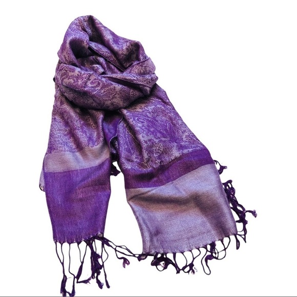Pashmina Scarf Purple Silver - Picture 4 of 5